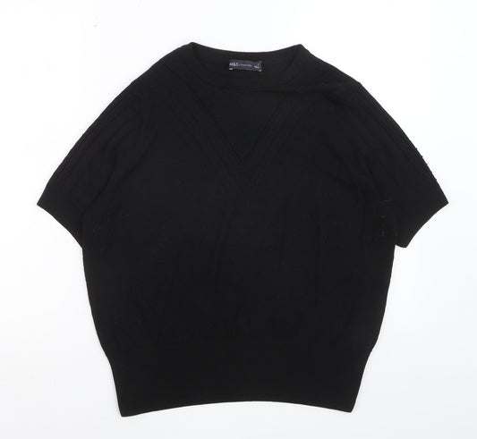 Marks and Spencer Women's Black Knit Short Sleeve Jumper Size 16
