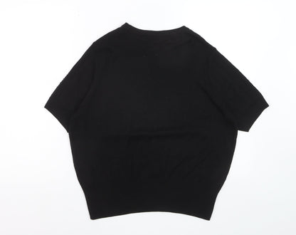 Marks and Spencer Women's Black Knit Short Sleeve Jumper Size 16