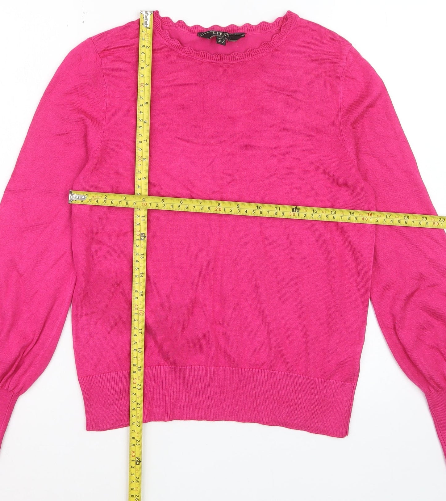 Lipsy Women’s Pink Long Sleeve Crew Neck Knit Jumper UK 12