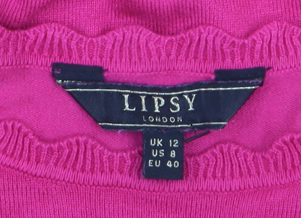 Lipsy Women’s Pink Long Sleeve Crew Neck Knit Jumper UK 12