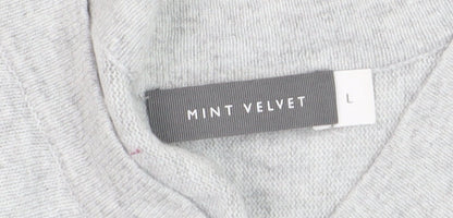 Mint Velvet Women’s Grey V-Neck Cotton Blend Jumper Size L