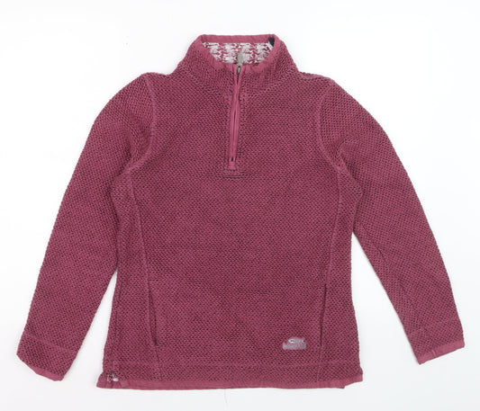 Weird Fish Womens Crushed Berry 1/4 Zip Pullover Sweatshirt Size 10