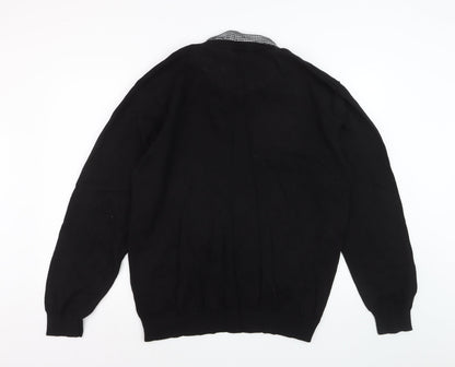 Pierre Cardin Men's Black 4XL V-Neck Cotton Pullover Jumper