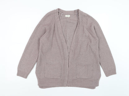 Fat Face Women Beige Knit Cardigan Size 16 Long Sleeve Open Front
