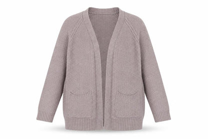 Fat Face Women Beige Knit Cardigan Size 16 Long Sleeve Open Front