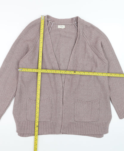 Fat Face Women Beige Knit Cardigan Size 16 Long Sleeve Open Front