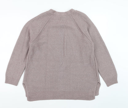 Fat Face Women Beige Knit Cardigan Size 16 Long Sleeve Open Front