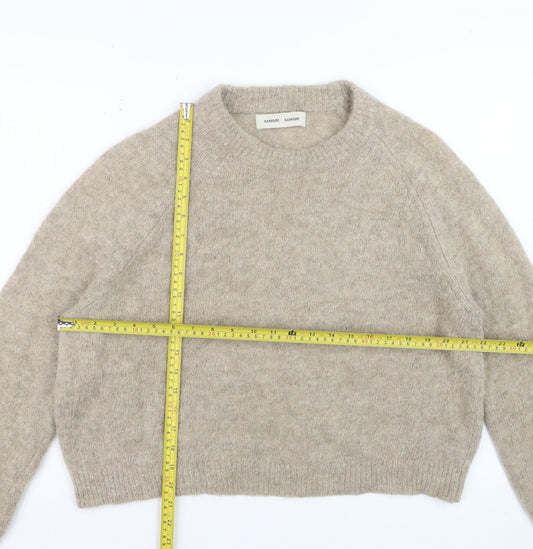 Samsøe Samsøe Women’s Beige Alpaca Crew Neck Pullover Jumper Size S