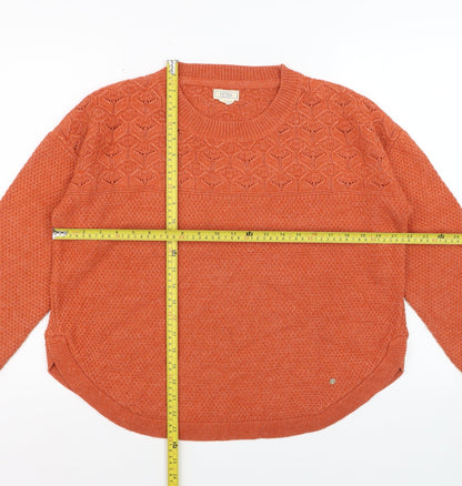 Fat Face Women's Orange Acrylic Blend Textured Knit Jumper UK 14