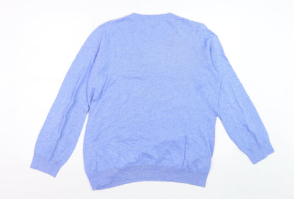 Crew Clothing Company Women Blue V-Neck Cotton Cashmere Jumper Size 16