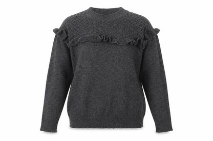 Next Women Grey Alpaca Blend Ruffle Knit Jumper Size 14