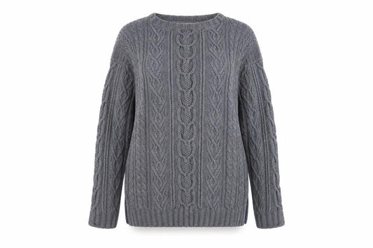 Laura Ashley Women’s Grey Cable-Knit Cotton Jumper L