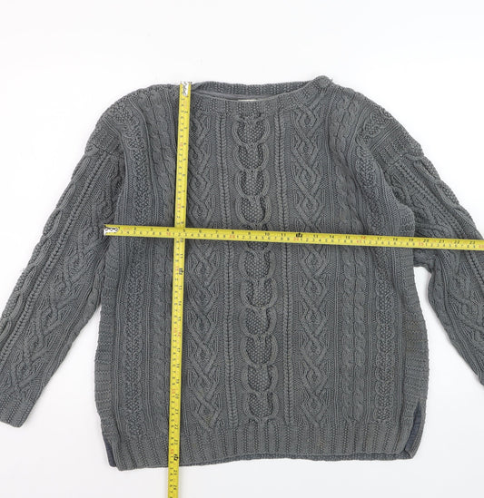 Laura Ashley Women’s Grey Cable-Knit Cotton Jumper L