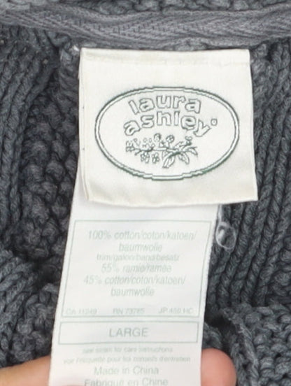Laura Ashley Women’s Grey Cable-Knit Cotton Jumper L