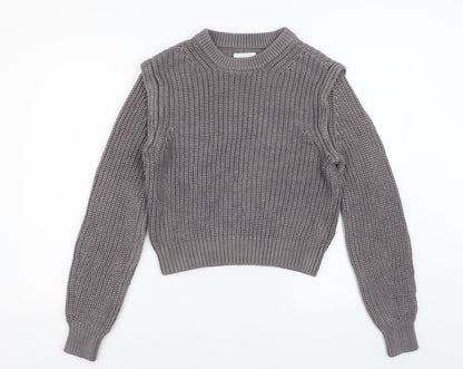 Abercrombie & Fitch Women's Grey Chunky Knit Crew Neck Jumper Size S