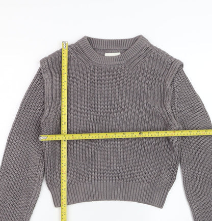 Abercrombie & Fitch Women's Grey Chunky Knit Crew Neck Jumper Size S