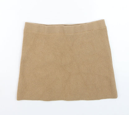 Uniqlo Women Beige Wool Knit Short Pencil Skirt L
