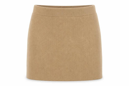 Uniqlo Women Beige Wool Knit Short Pencil Skirt L
