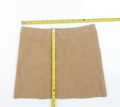 Uniqlo Women Beige Wool Knit Short Pencil Skirt L