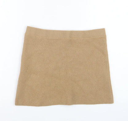 Uniqlo Women Beige Wool Knit Short Pencil Skirt L