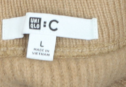 Uniqlo Women Beige Wool Knit Short Pencil Skirt L