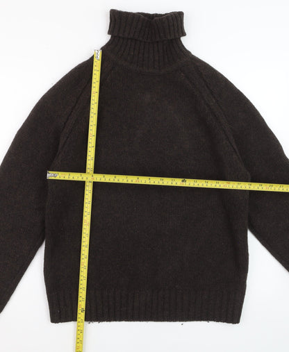 H&M L.O.G.G. Women's Brown Roll Neck Lambswool Jumper M