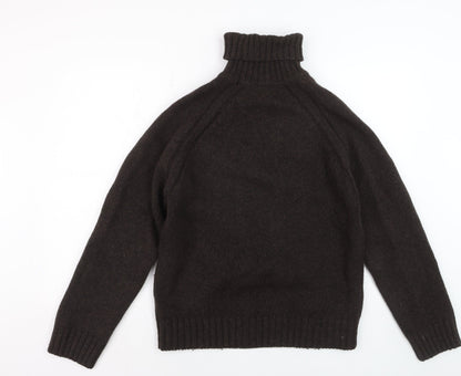 H&M L.O.G.G. Women's Brown Roll Neck Lambswool Jumper M
