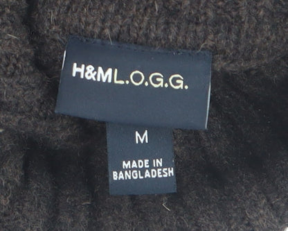 H&M L.O.G.G. Women's Brown Roll Neck Lambswool Jumper M