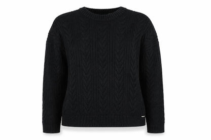 Superdry Womens Black Cable-Knit Cotton Jumper UK 10