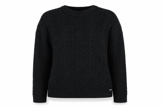 Superdry Womens Black Cable-Knit Cotton Jumper UK 10