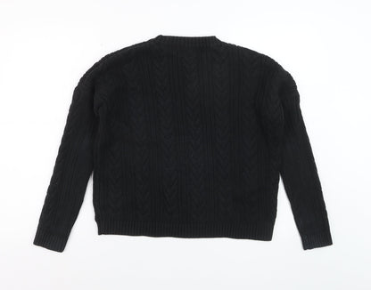 Superdry Womens Black Cable-Knit Cotton Jumper UK 10