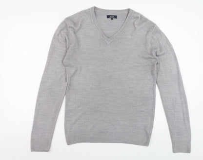 Easy Men’s Grey V-Neck Acrylic Knit Jumper Size M