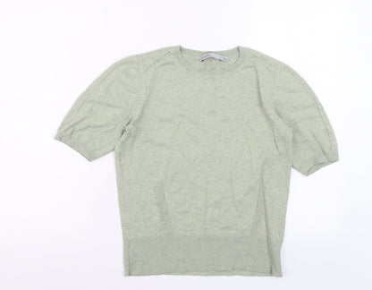 Oasis Women Green Short Sleeve Crew Neck Knit Jumper Size S