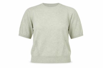 Oasis Women Green Short Sleeve Crew Neck Knit Jumper Size S