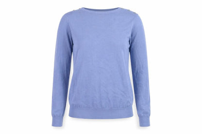 Hobbs Women's Blue Wool Crew Neck Button Shoulder Jumper Size S