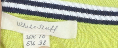 White Stuff Women Green Cotton V-Neck Cardigan UK 10