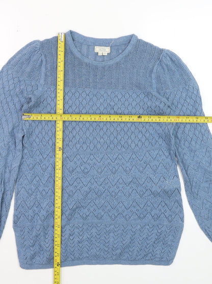 Fat Face Women Blue Size 8 Knit Long Sleeve Cotton Jumper