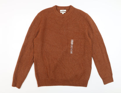 Marks and Spencer Men’s Brown Ribbed Crew Neck Pullover Jumper L