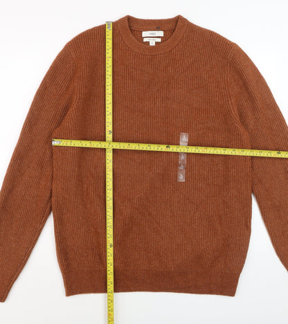 Marks and Spencer Men’s Brown Ribbed Crew Neck Pullover Jumper L