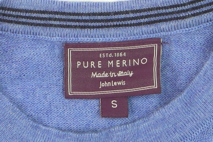 John Lewis Men's Blue Merino Wool Crew Neck Jumper Size S
