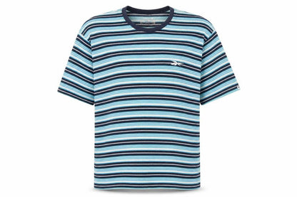 Reebok Women's Blue Striped Short Sleeve T-Shirt Size 16