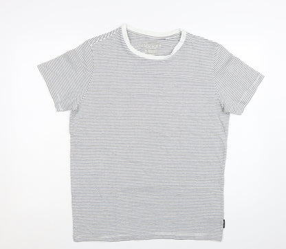 Joules Men’s White Striped Cotton Crew Neck T-Shirt Size L
