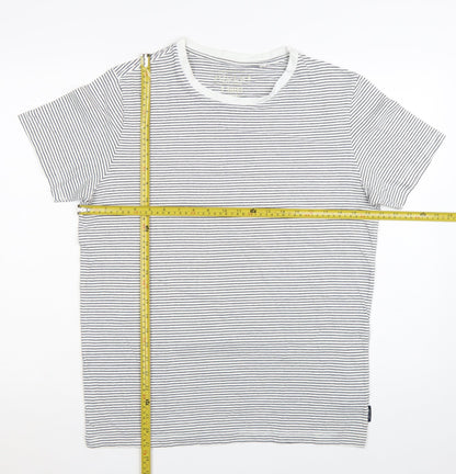 Joules Men’s White Striped Cotton Crew Neck T-Shirt Size L