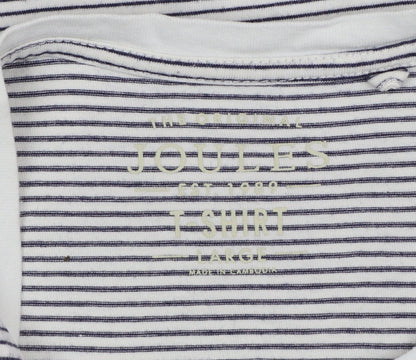 Joules Men’s White Striped Cotton Crew Neck T-Shirt Size L