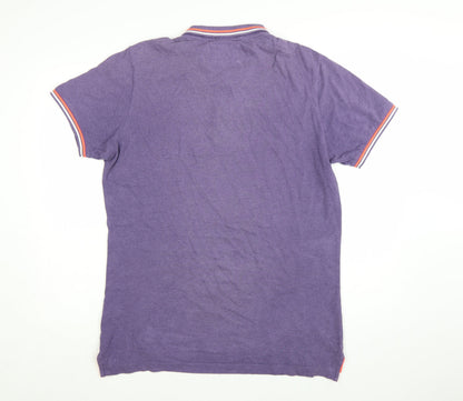 Superdry Men’s Purple 2XL London Fit Cotton Short Sleeve Polo Shirt