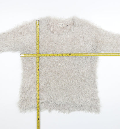 New Look Women's Beige Fuzzy Knit Long Sleeve Pullover Jumper L