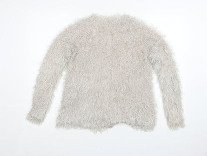 New Look Women's Beige Fuzzy Knit Long Sleeve Pullover Jumper L