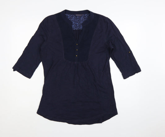 Marks and Spencer Women's Blue 3/4 Sleeve Cotton Tunic Blouse UK 12