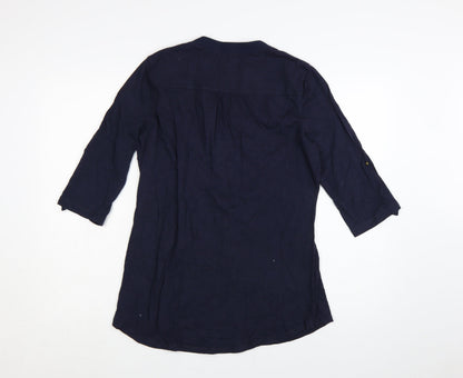 Marks and Spencer Women's Blue 3/4 Sleeve Cotton Tunic Blouse UK 12