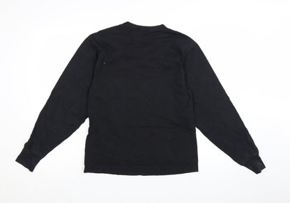 Uniqlo Women Black Long Sleeve Cotton Crew Neck Basic T-Shirt Size S